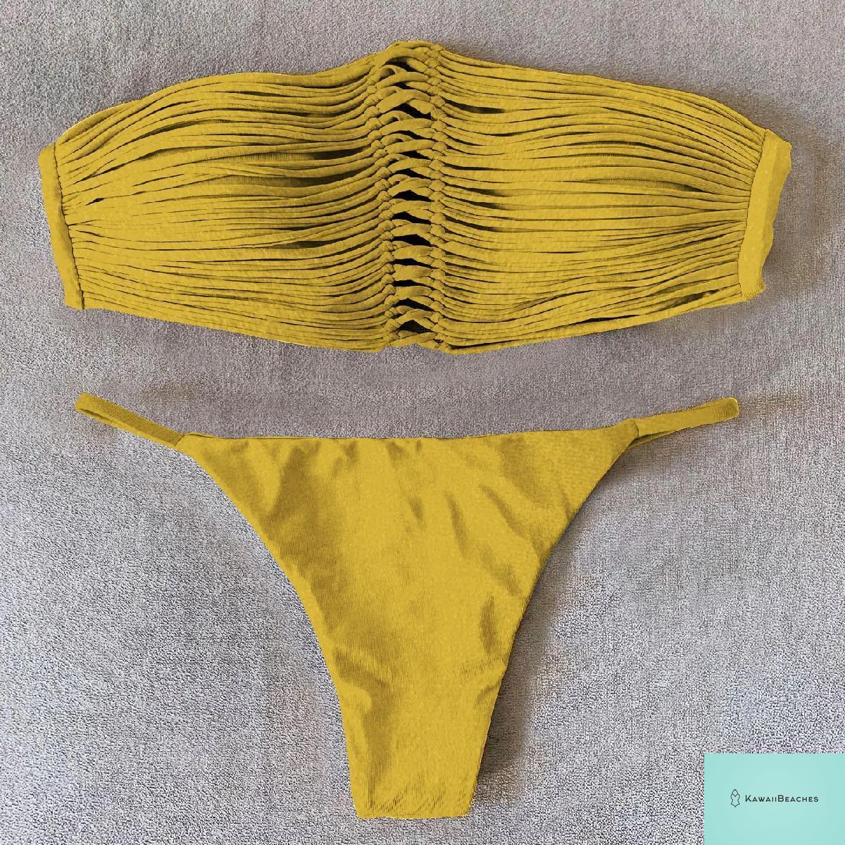 Kawaii Stripes Lace-Up Brazilian Bikini Set