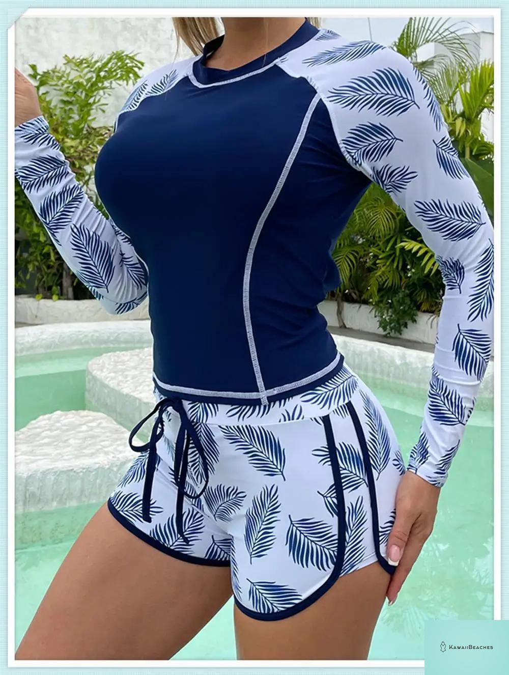 Tropical Long Sleeve Rashguard Swimsuit