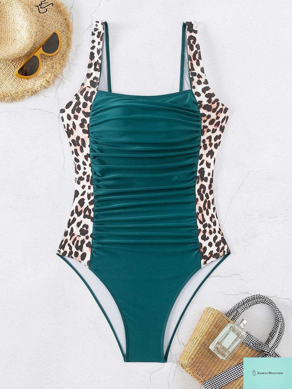 Leopard Print Backless One Piece Swimsuit