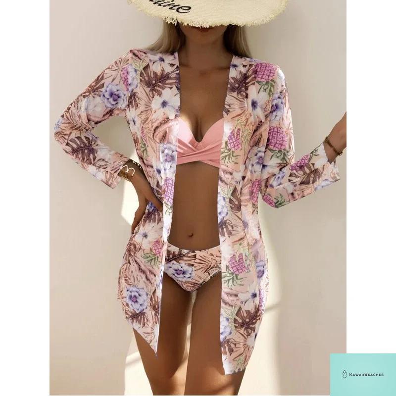 Womens 3 Piece Long Sleeve Swimsuit