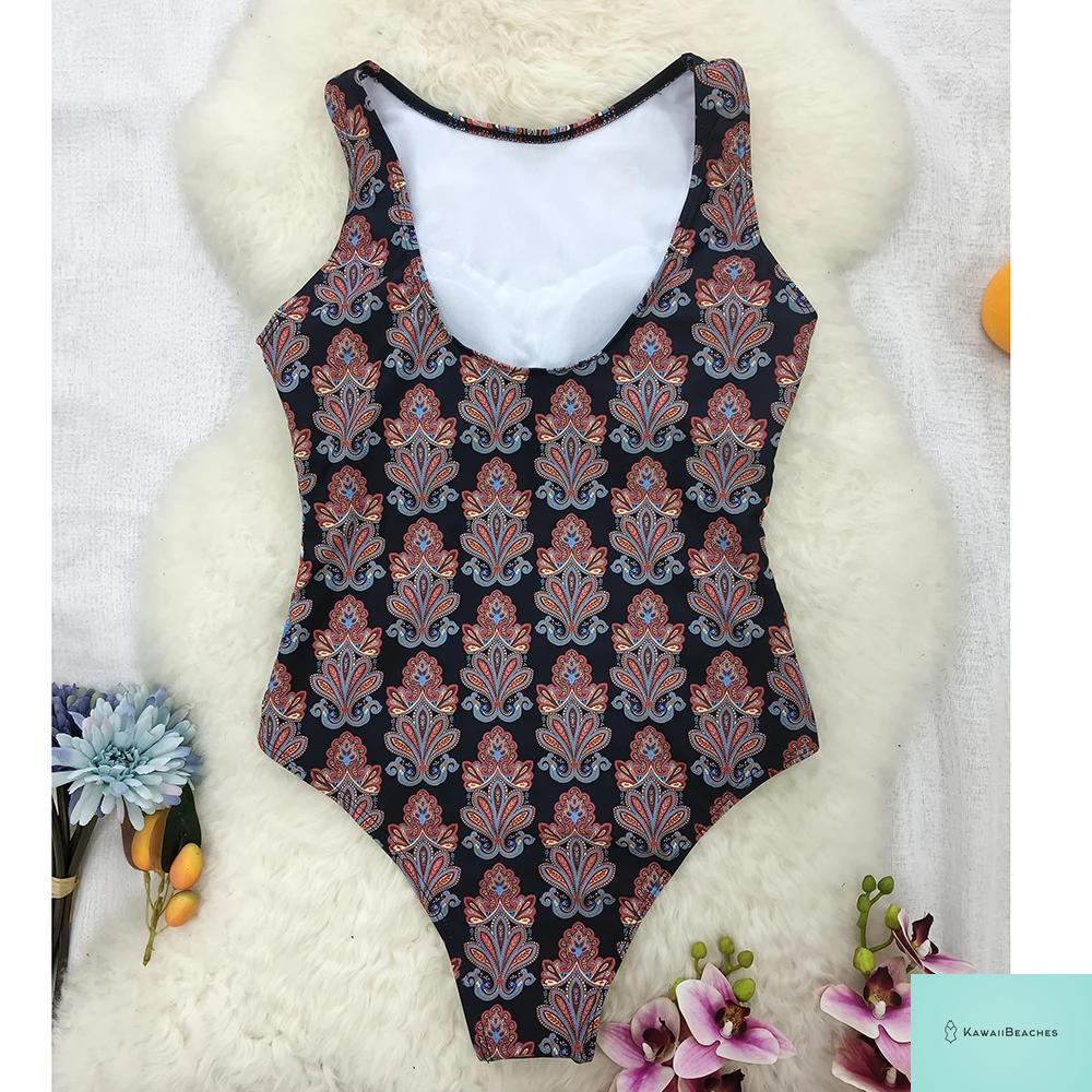 Womens Floral Lace Up Swimsuit