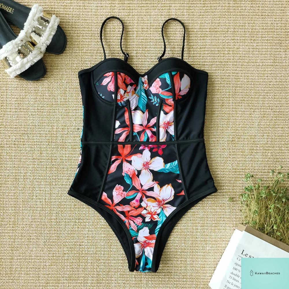 Kawaii Retro Push Up One Piece Swimsuit