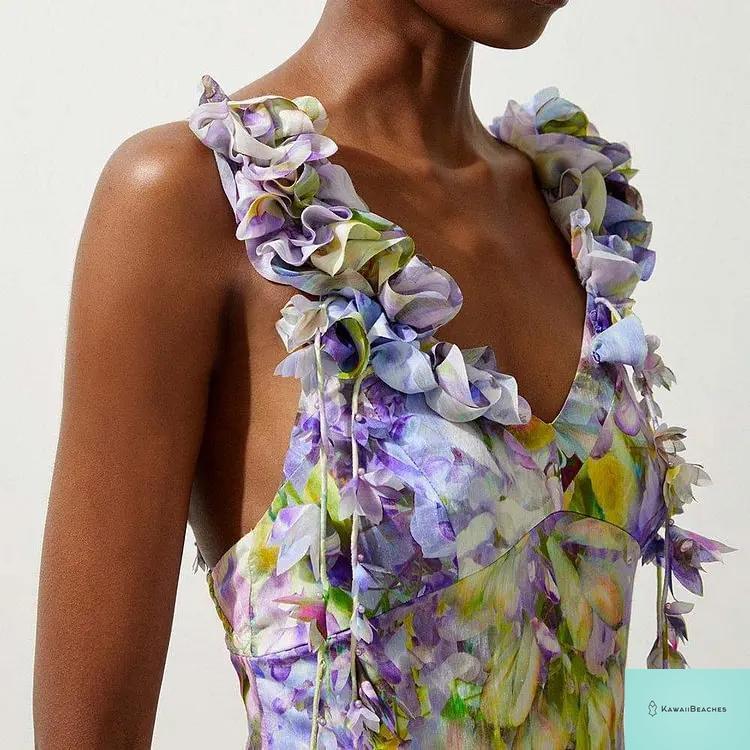 Floral Ruffle Push-Up One-Piece Swimsuit