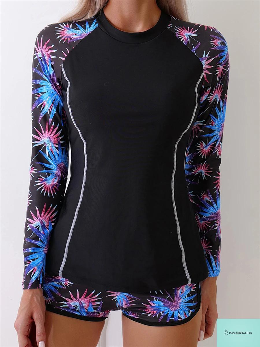 Tropical Long Sleeve Rashguard Swimsuit
