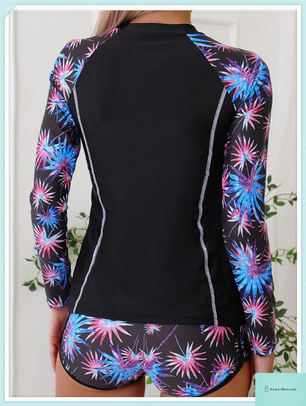 Tropical Long Sleeve Rashguard Swimsuit