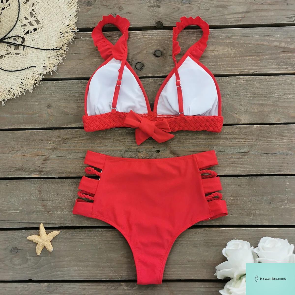Floral Printed High Waist Bandage Bikini Set