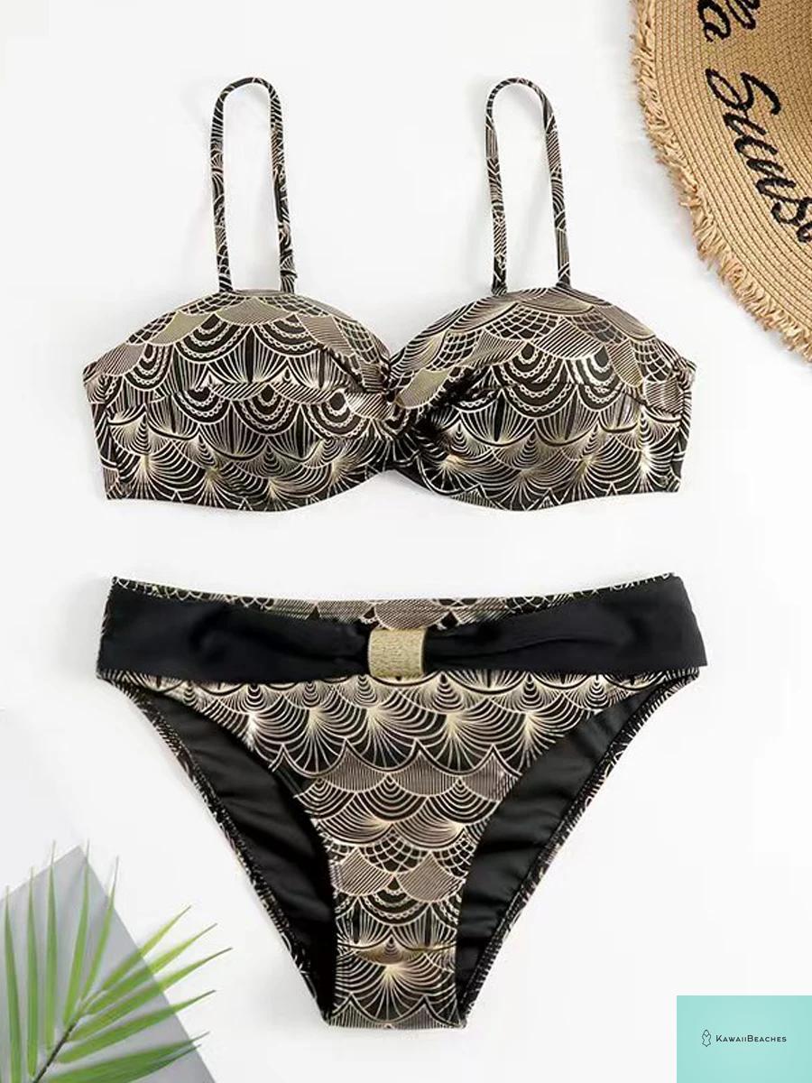 Metallic High Waist Push Up Bikini
