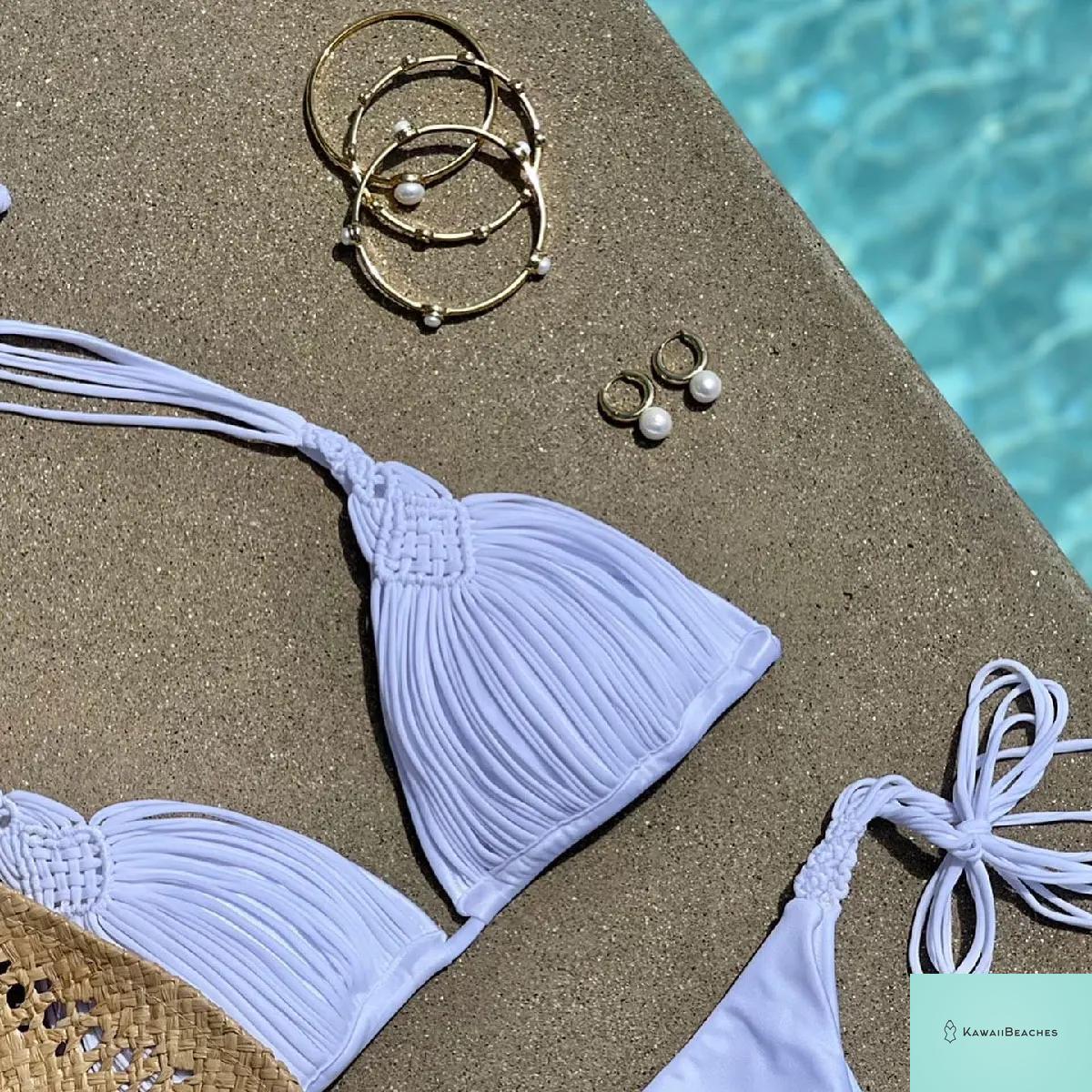 Kawaii Stripes Lace-Up Brazilian Bikini Set