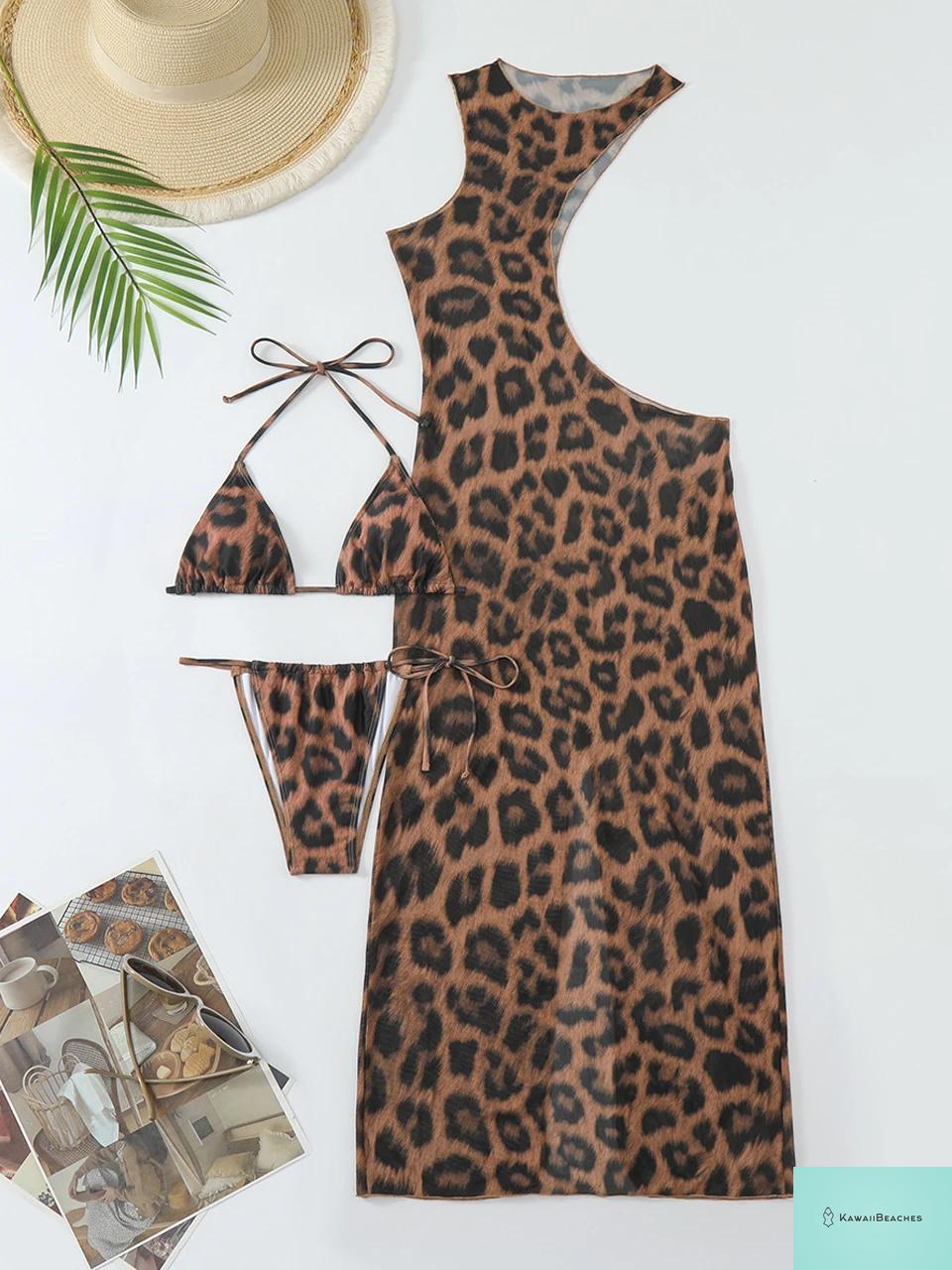 Leopard Print Cut Out Bikini Set
