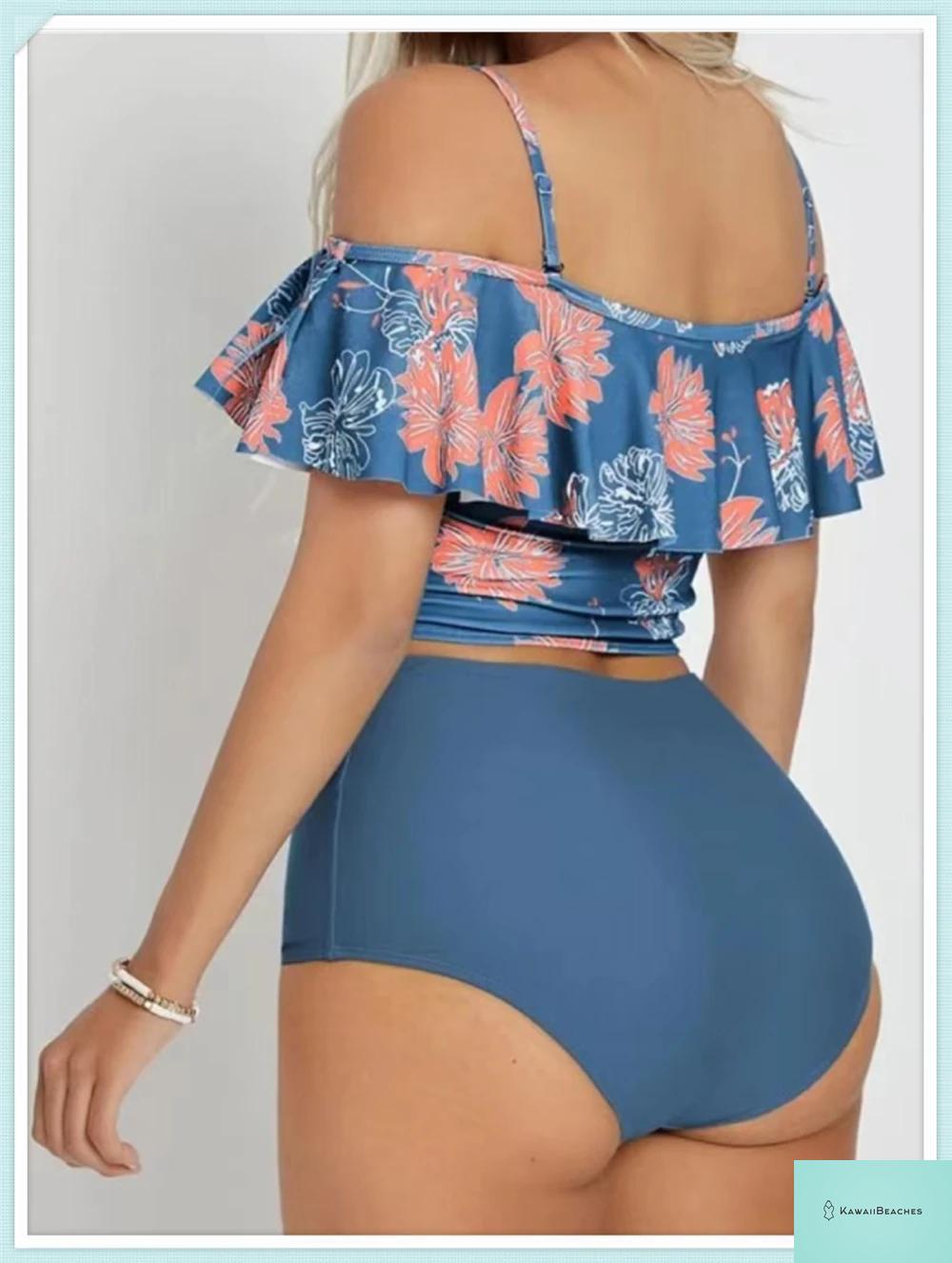 Ruffle Floral High Waist Bikini