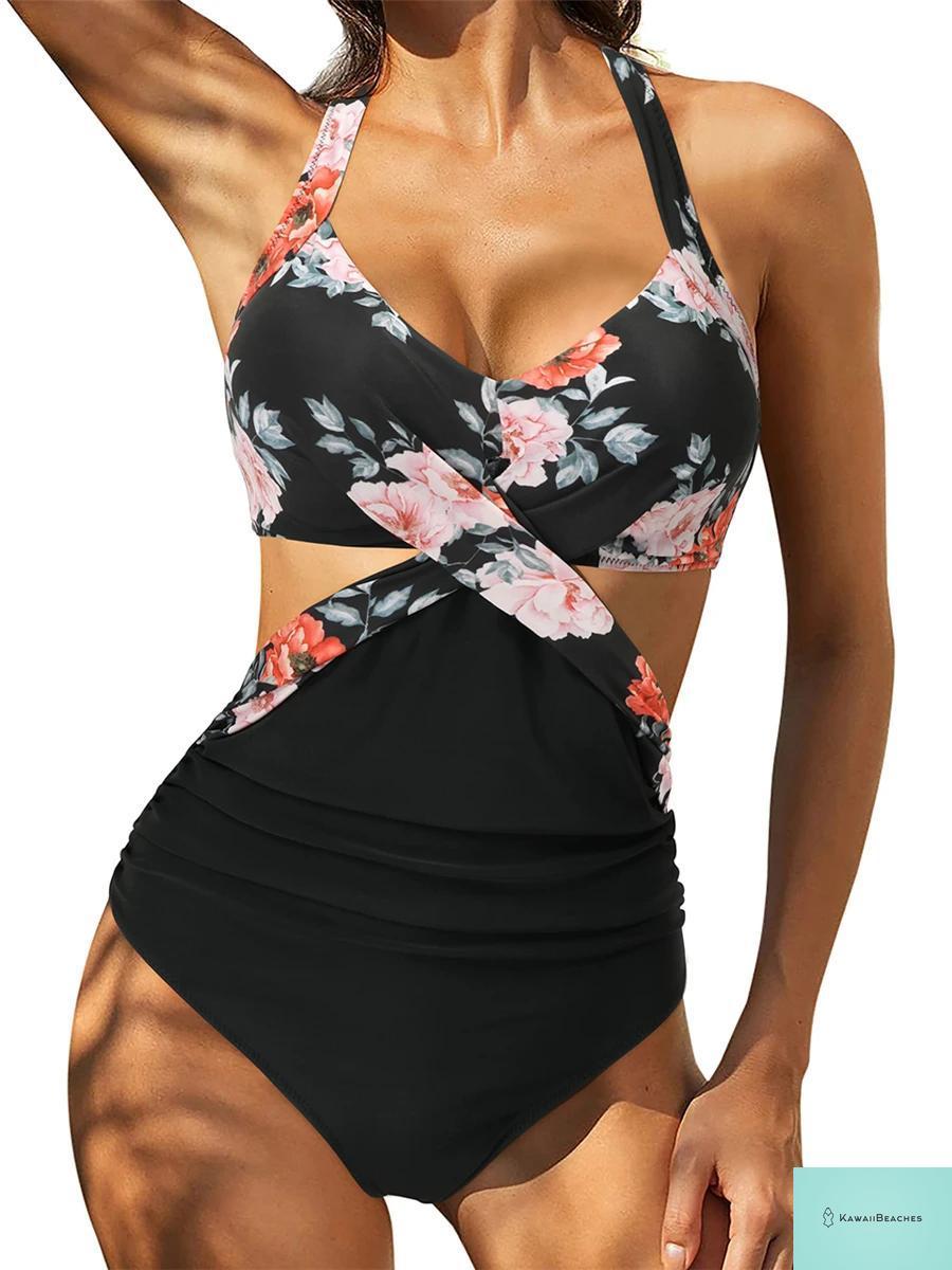 Kawaii Printed Halter One Piece Swimsuit
