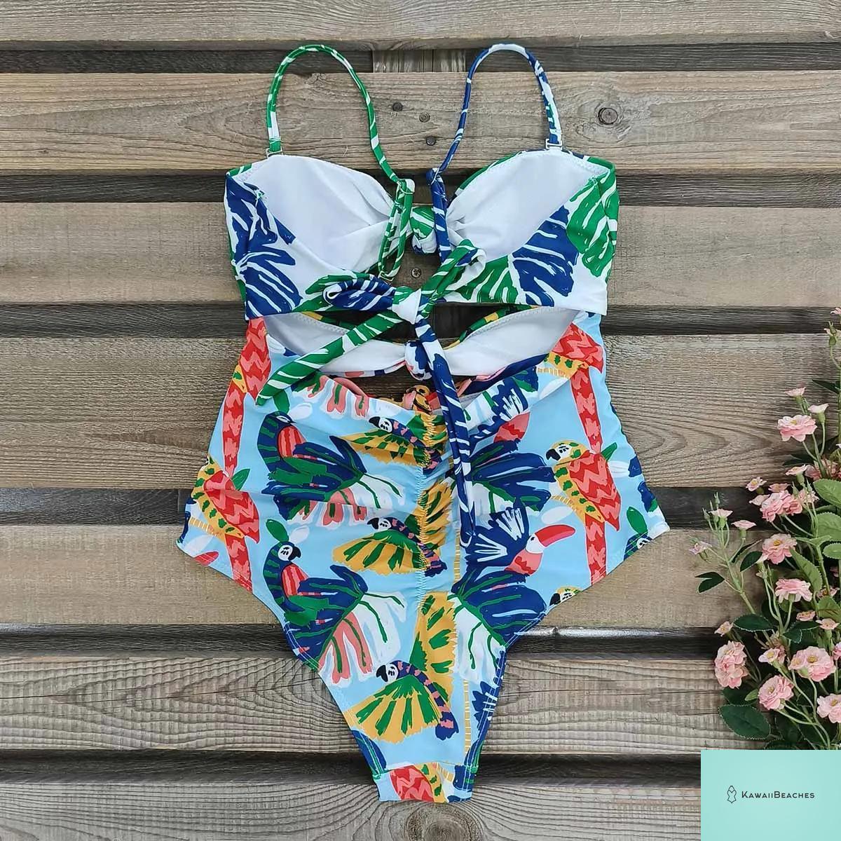 Kawaii Vintage Floral One Piece Swimsuit