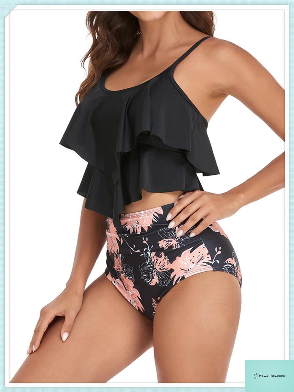 Ruffle Floral High Waist Bikini