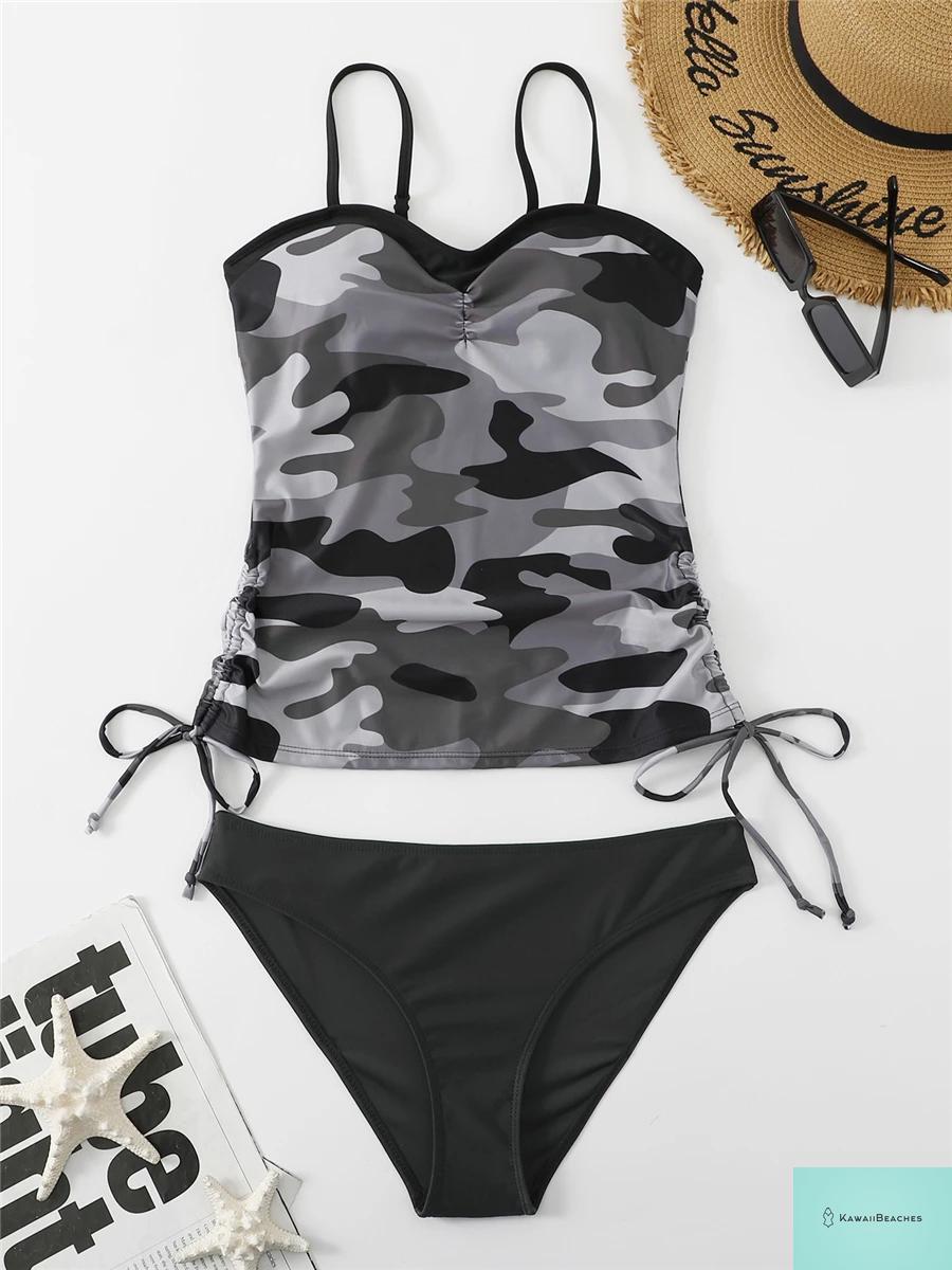 KawaiiBeaches Strap Printed Tankini Set