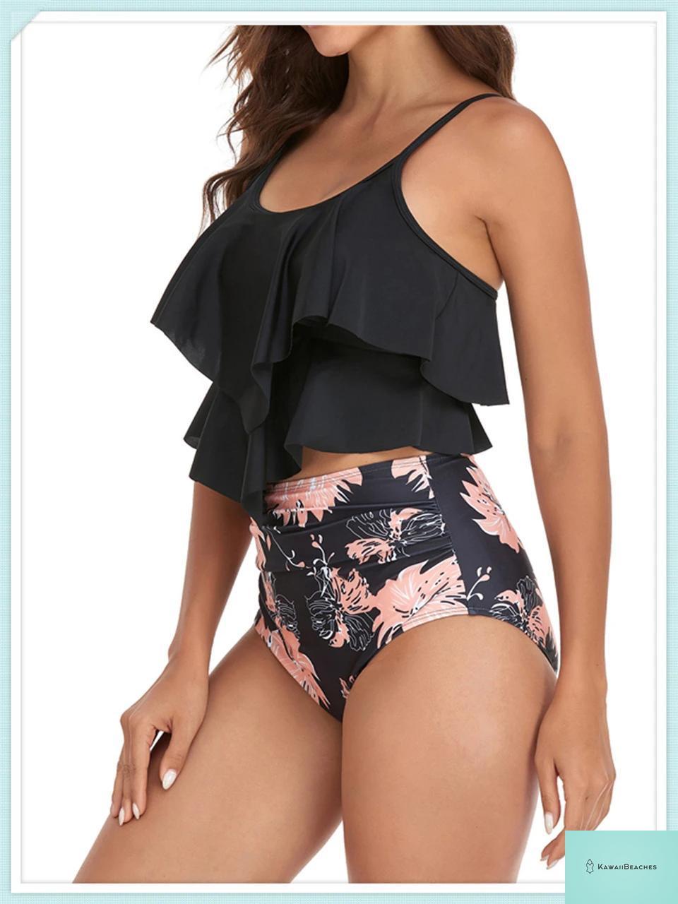 Ruffle Floral High Waist Bikini