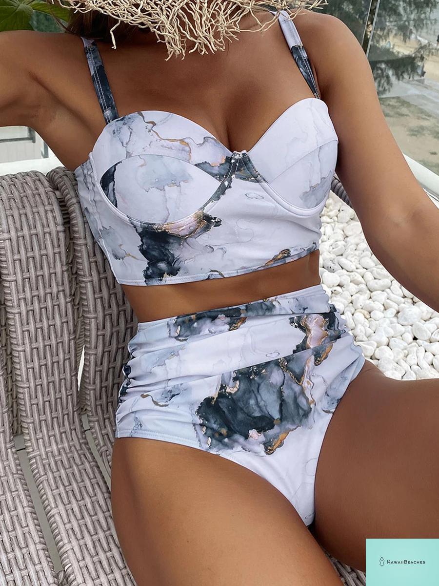 Kawaii Butterfly Print High Waist Bikini