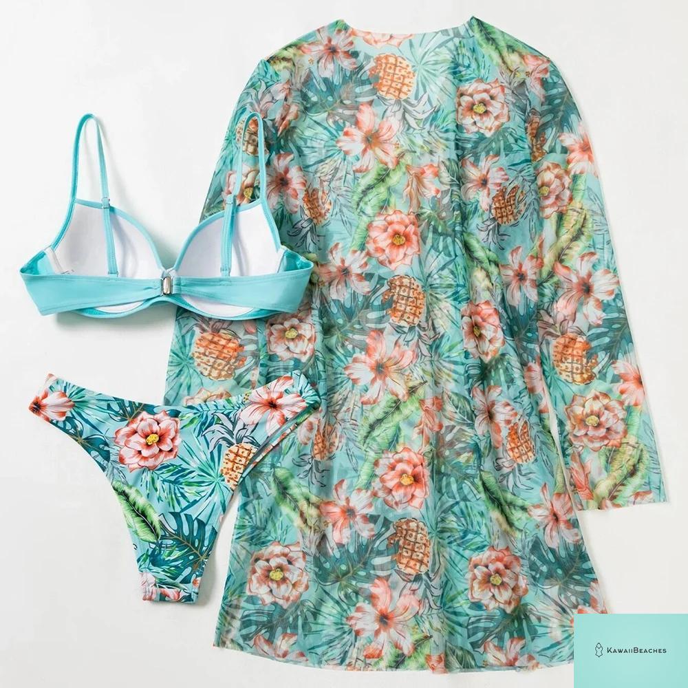 Womens 3 Piece Long Sleeve Swimsuit