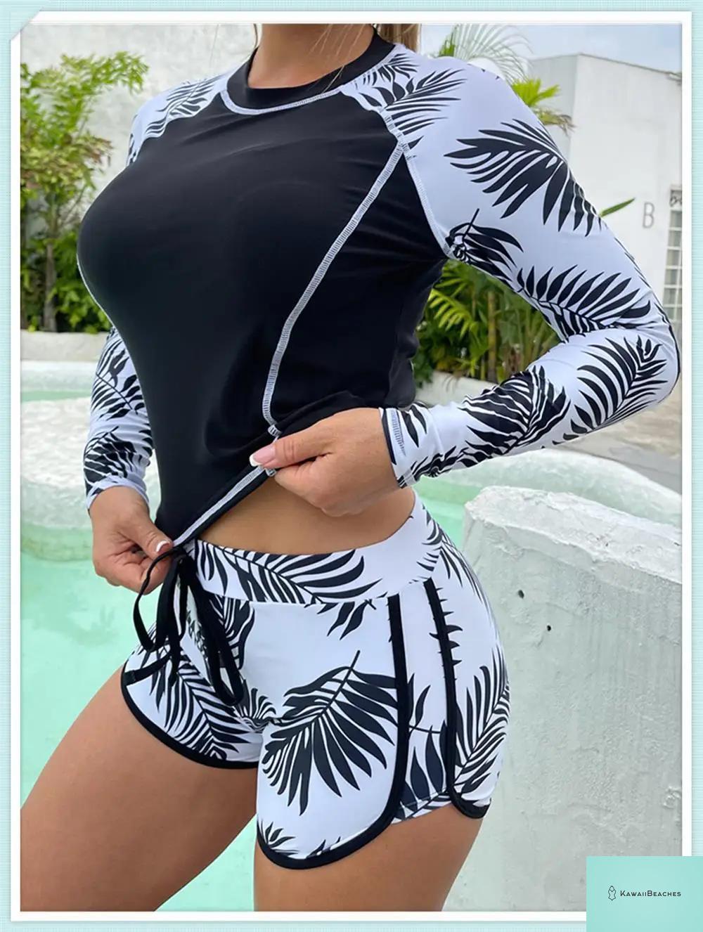 Tropical Long Sleeve Rashguard Swimsuit
