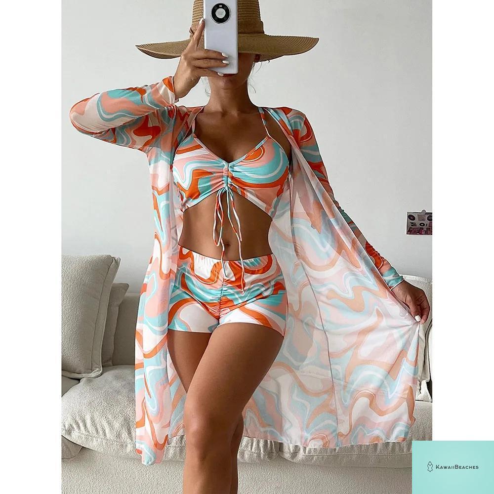 Womens 3 Piece Long Sleeve Swimsuit