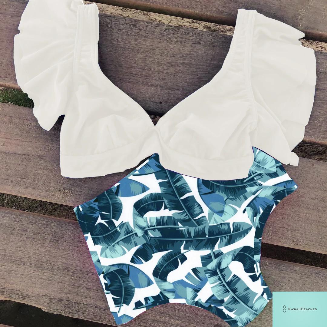 Kawaii Ruffle High Waist Bikini Set