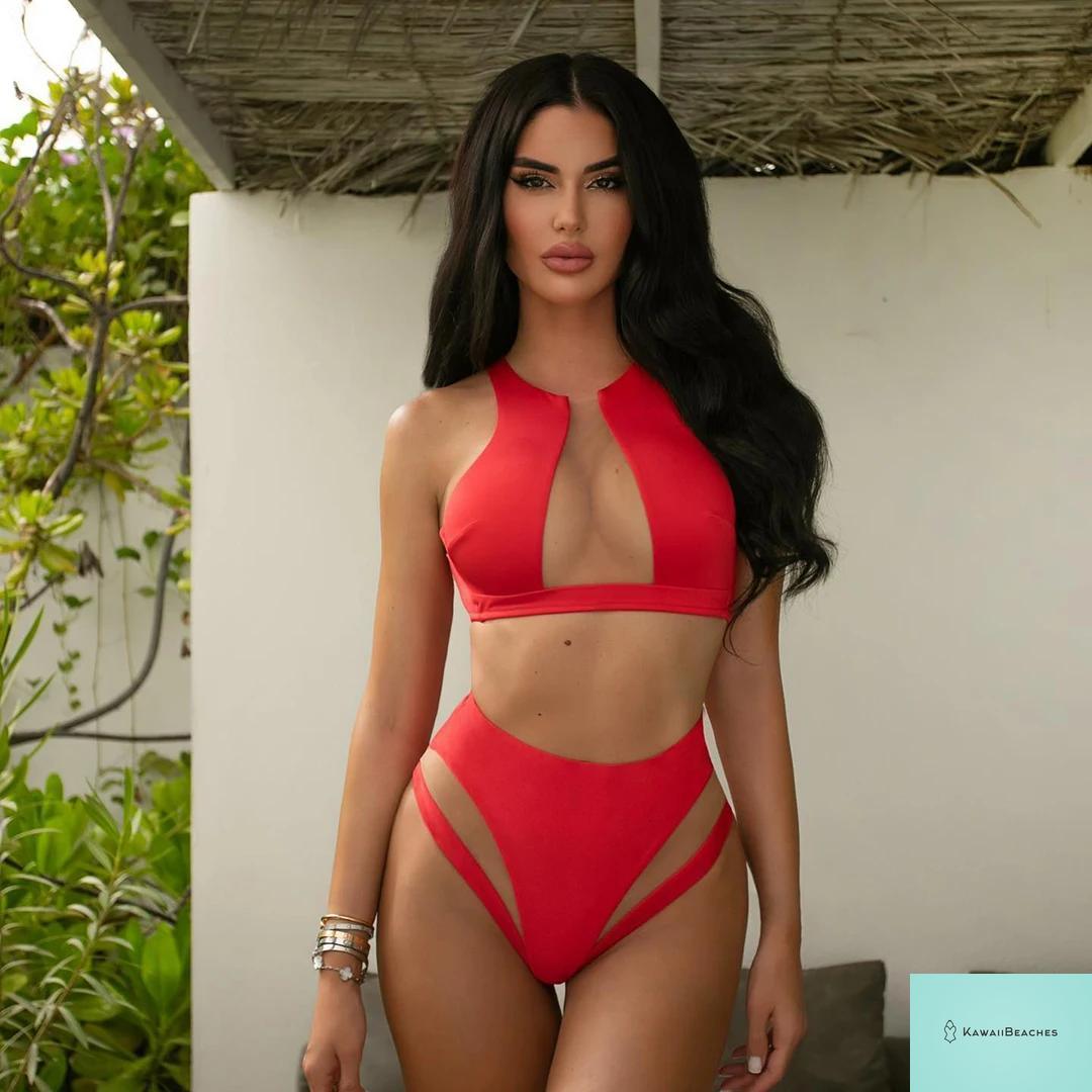 Floral High Waist Ruffle Bikini Set