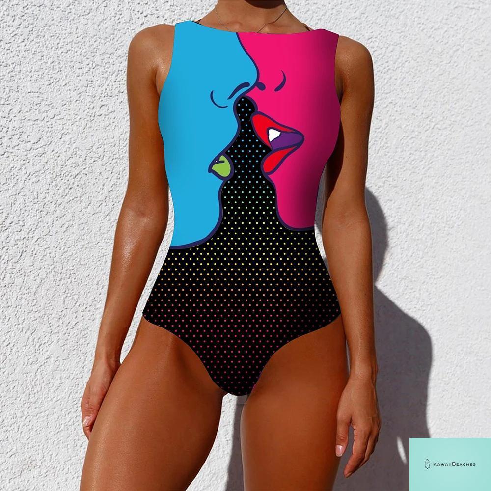 Womens Floral Lace Up Swimsuit