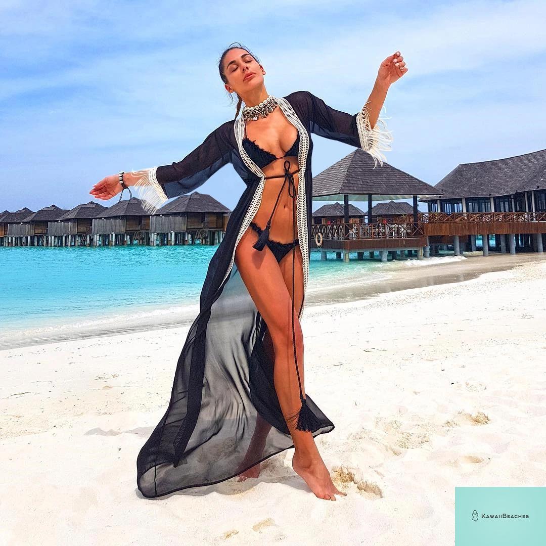 KawaiiBeaches Retro V-Neck Beach Dress