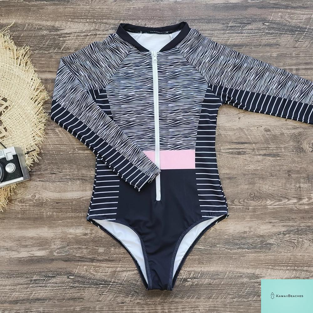 Womens Long Sleeve Surfing Swimsuit Monokini