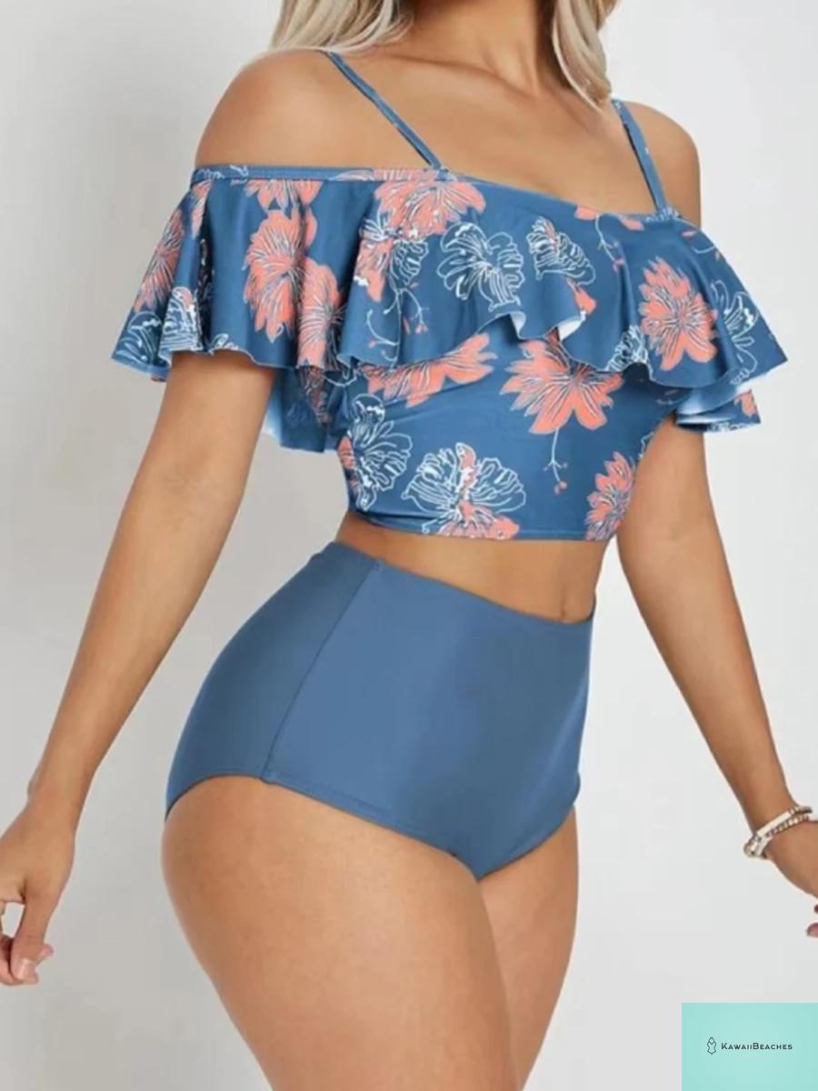Ruffle Floral High Waist Bikini