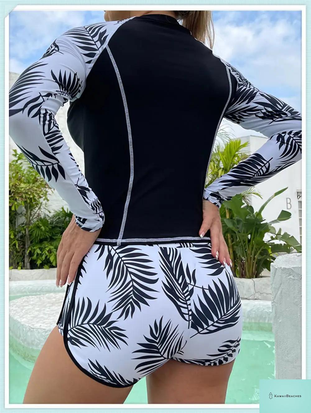 Tropical Long Sleeve Rashguard Swimsuit