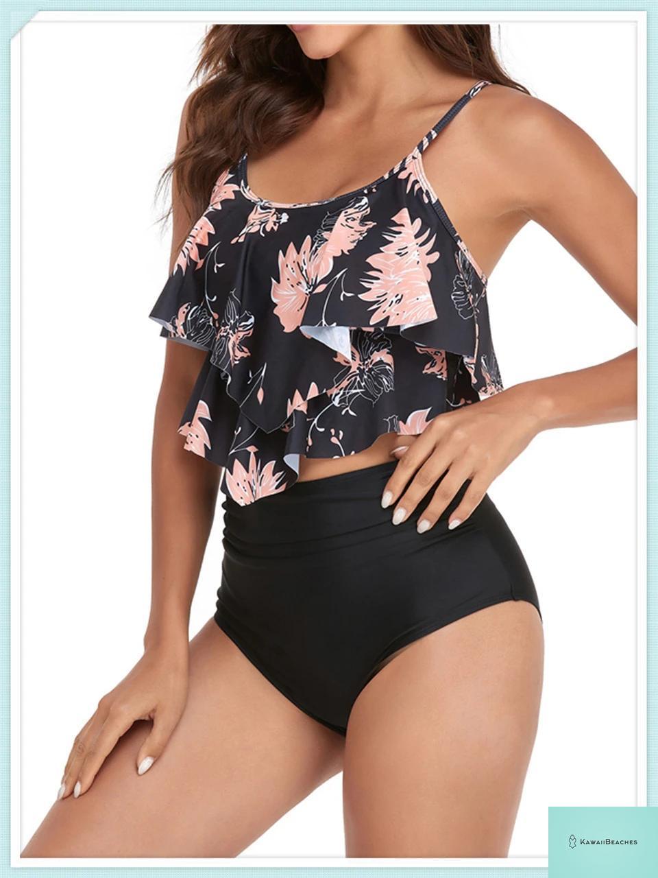 Ruffle Floral High Waist Bikini