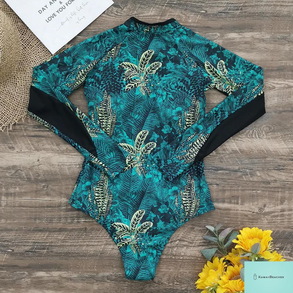 Womens Long Sleeve Surfing Swimsuit Monokini