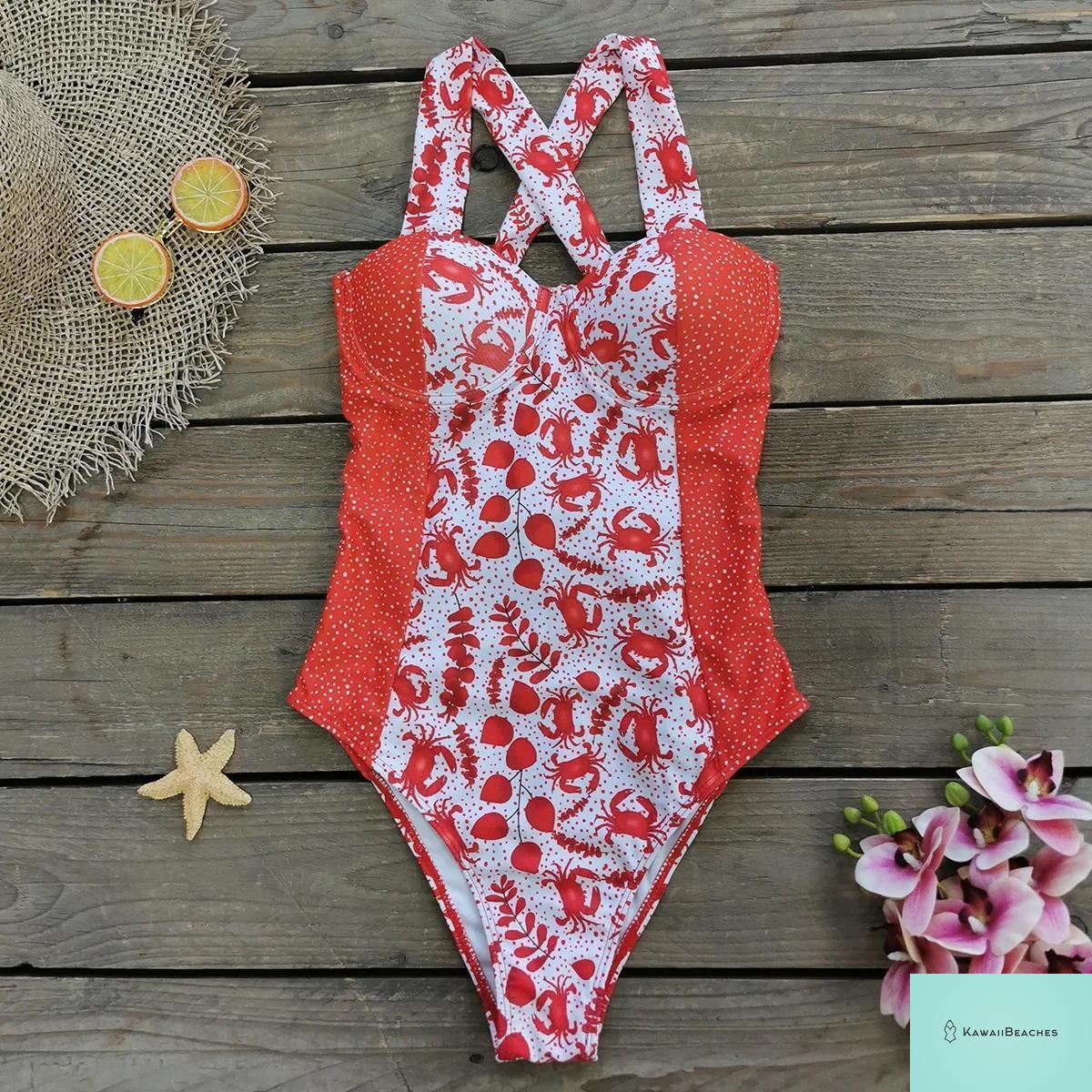 Kawaii Retro Push Up One Piece Swimsuit