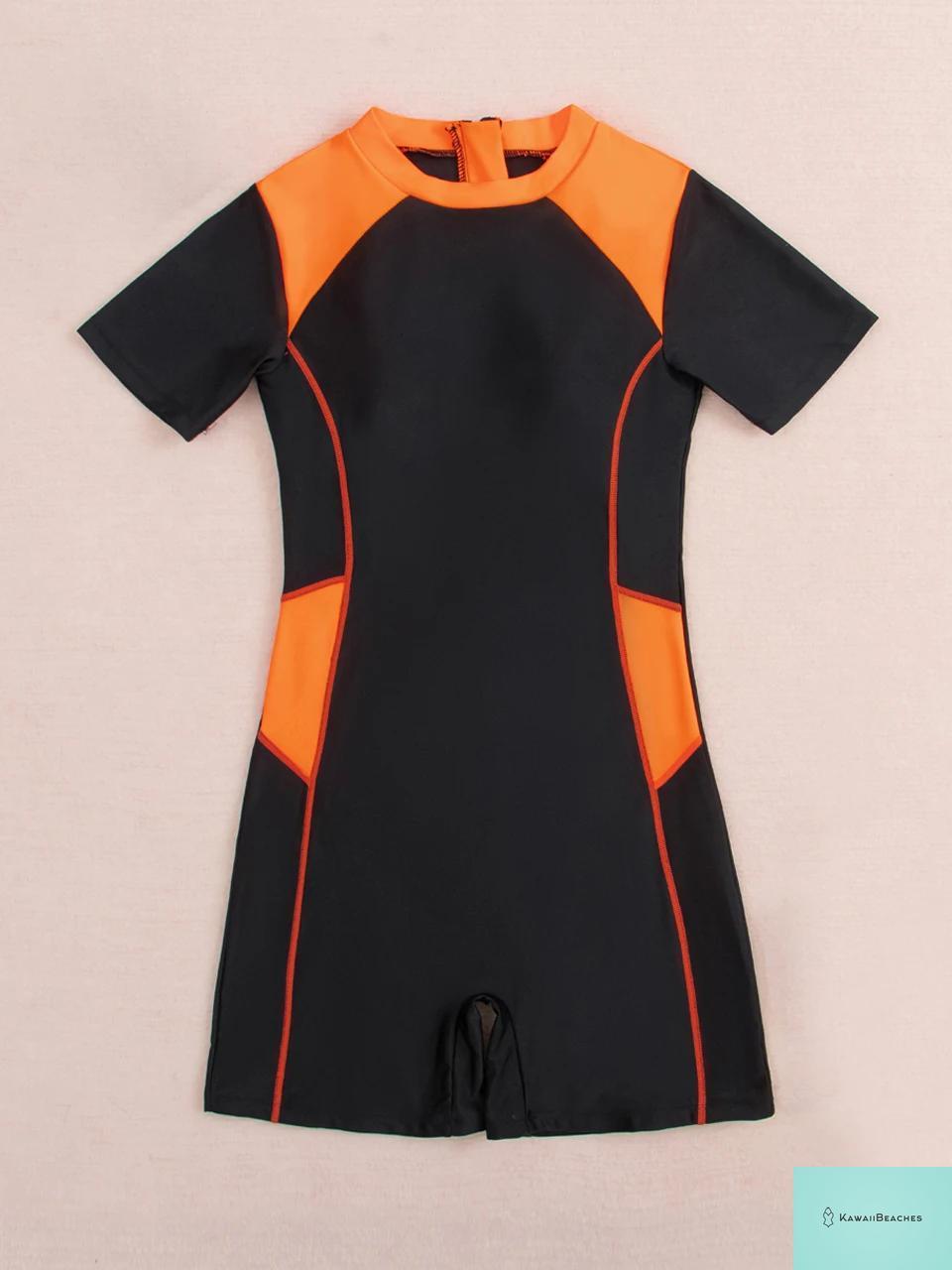 Kawaii Womens Slim Zipper One-Piece Swimsuit