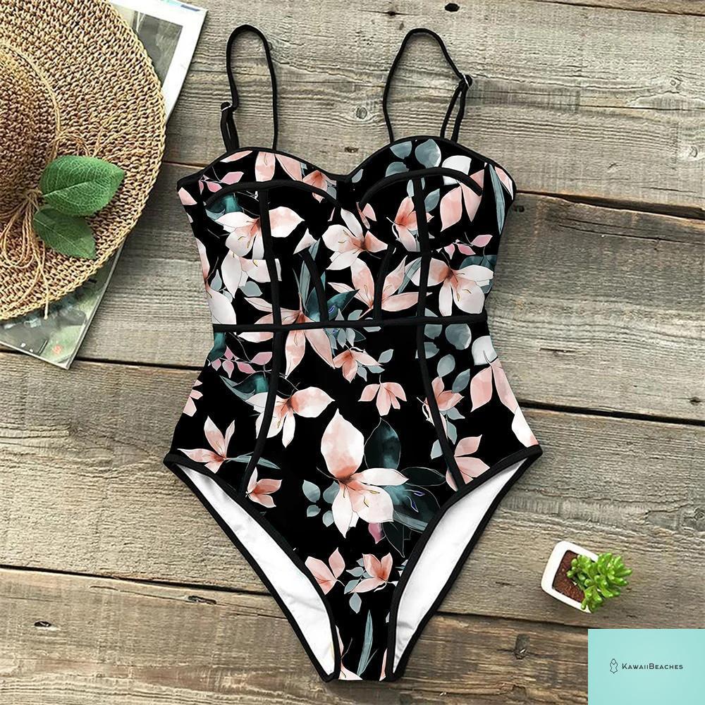 Kawaii Retro Push Up One Piece Swimsuit