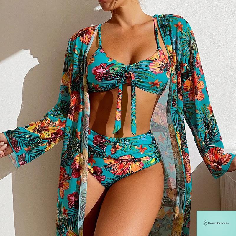 Womens 3 Piece Long Sleeve Swimsuit