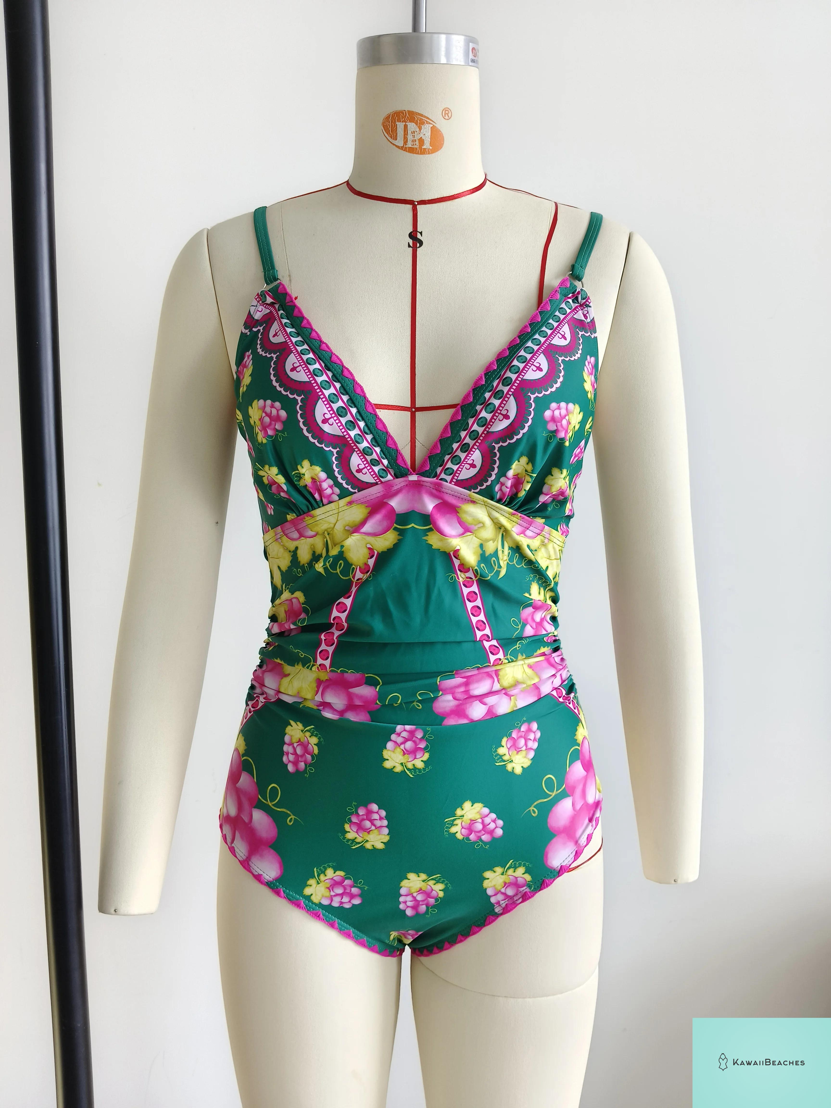 Womens Ruffle Deep V Swimsuit