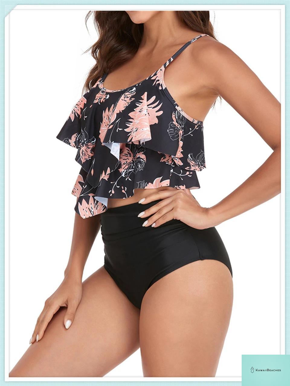 Ruffle Floral High Waist Bikini