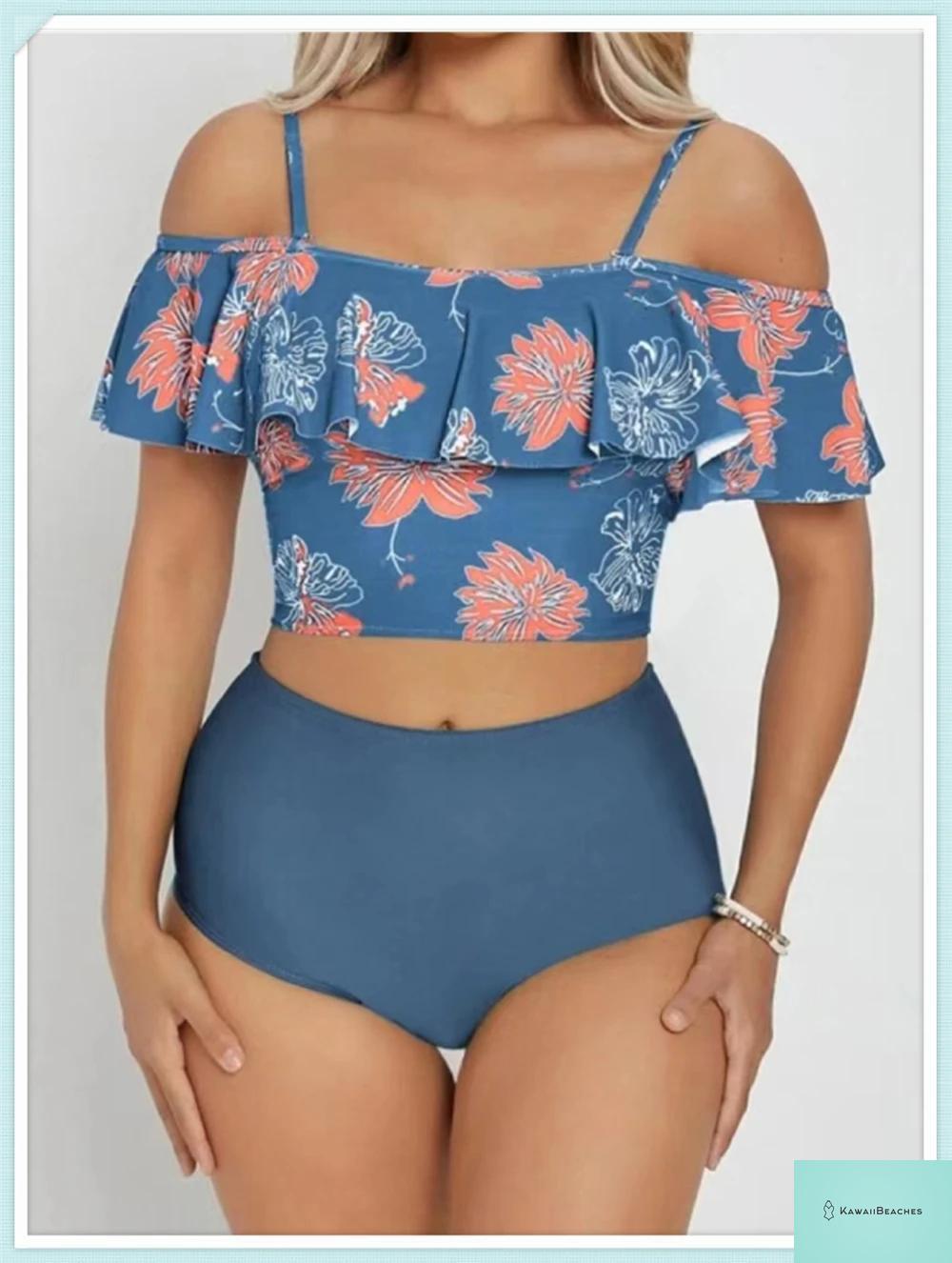 Ruffle Floral High Waist Bikini