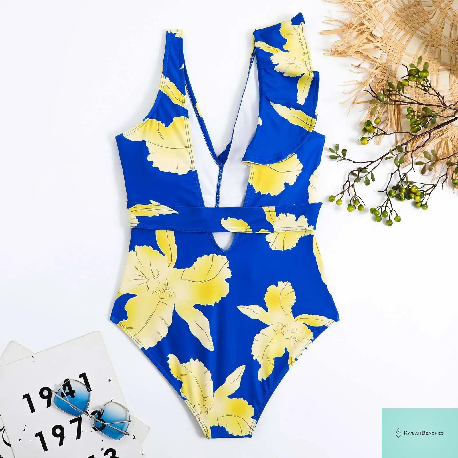 Floral Ruffle Push Up Bikini Set