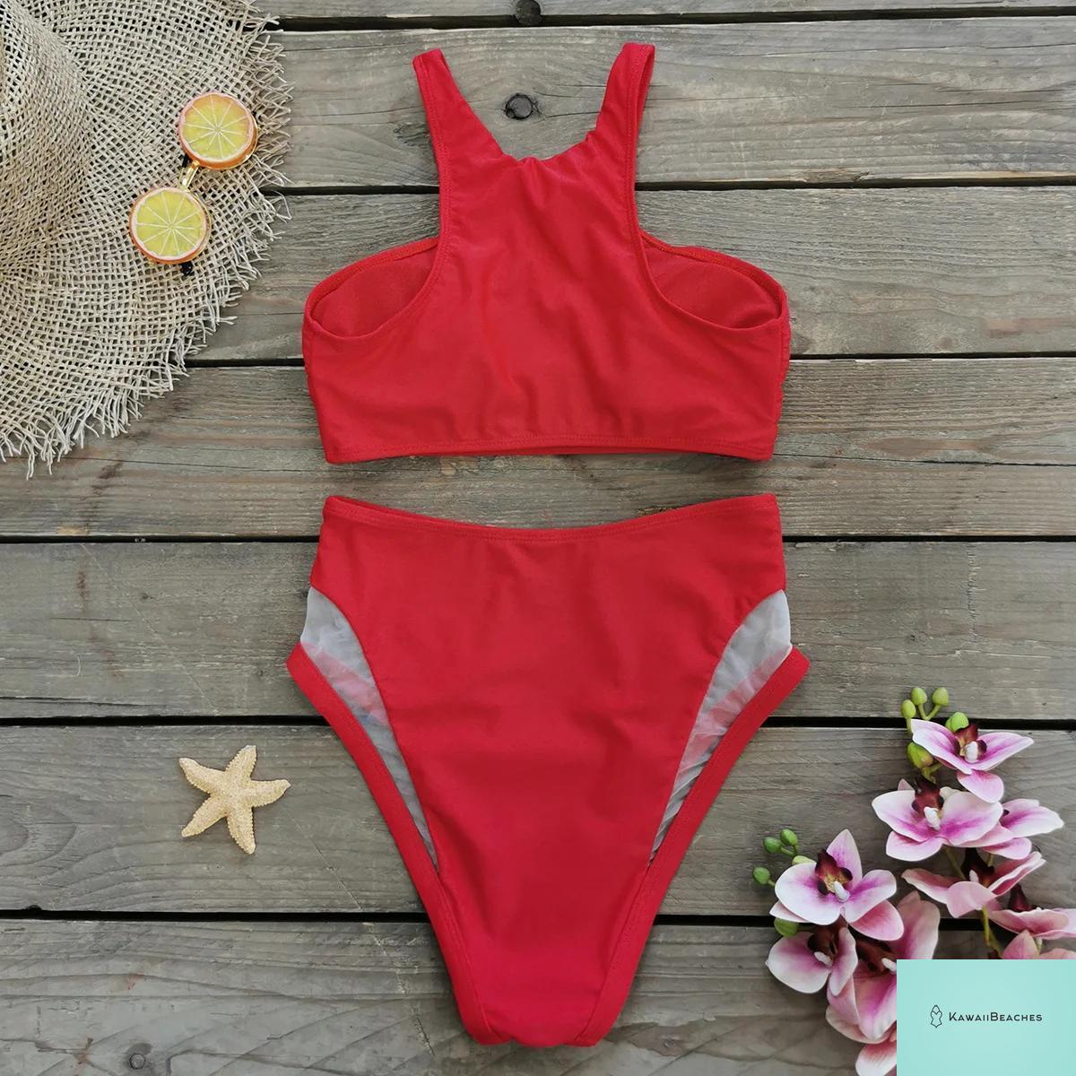 Floral High Waist Ruffle Bikini Set