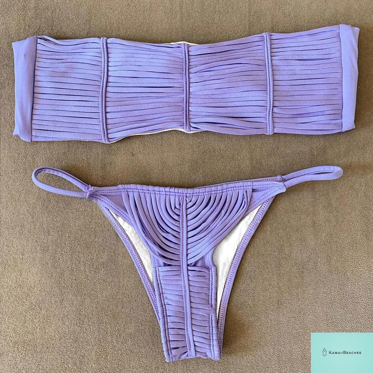Kawaii Stripes Lace-Up Brazilian Bikini Set