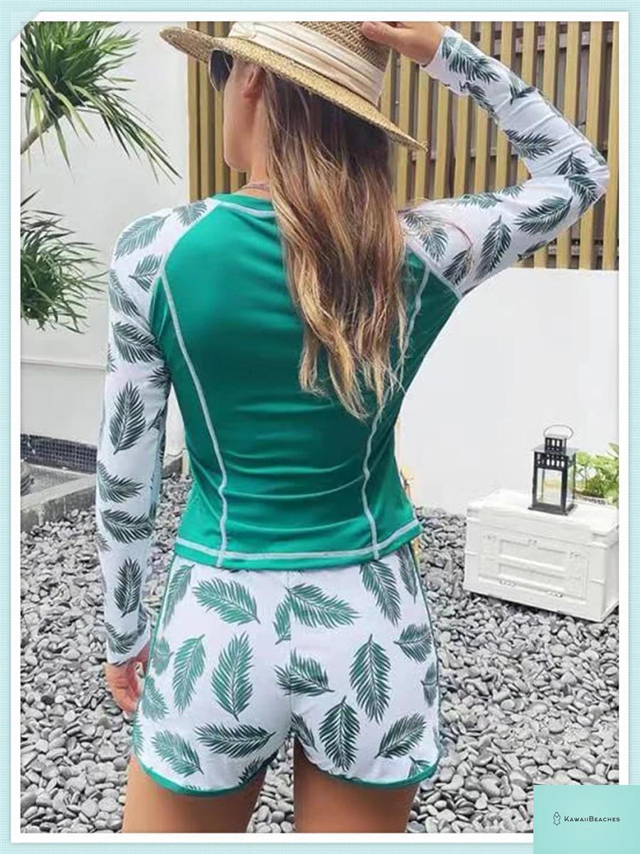 Tropical Long Sleeve Rashguard Swimsuit