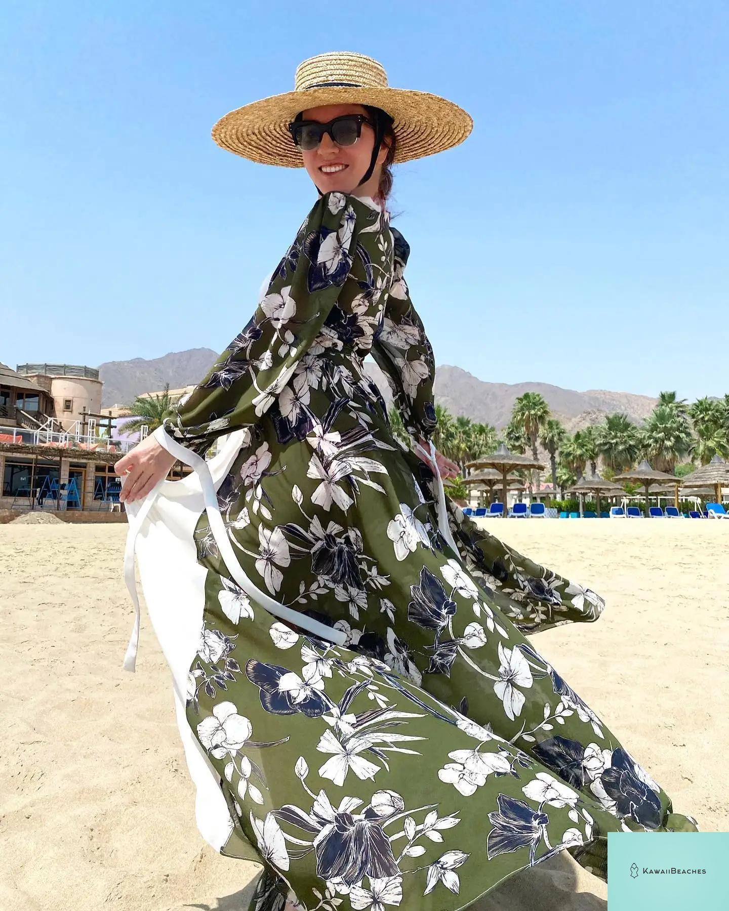 KawaiiBeaches Retro V-Neck Beach Dress