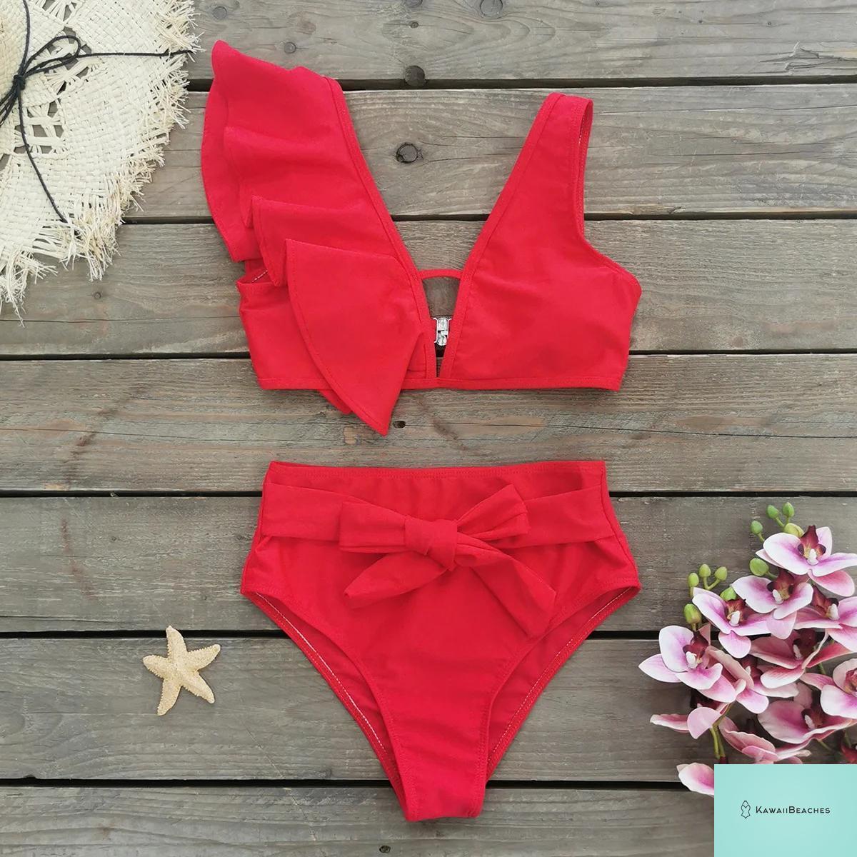 Floral Printed High Waist Bandage Bikini Set