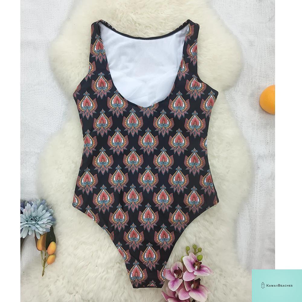 Striped Tropical Monokini Swimsuit for Women