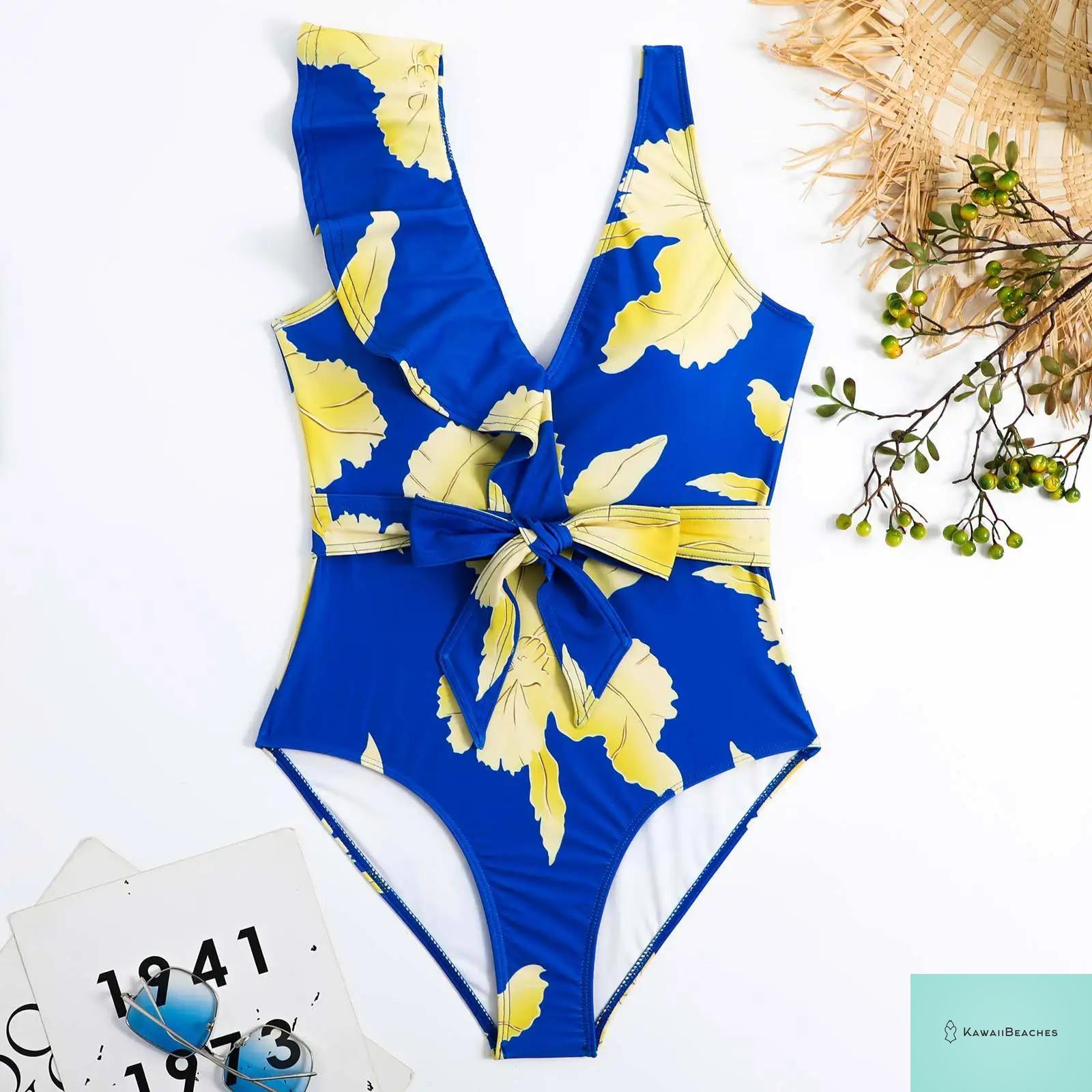 Floral Ruffle Push Up Bikini Set