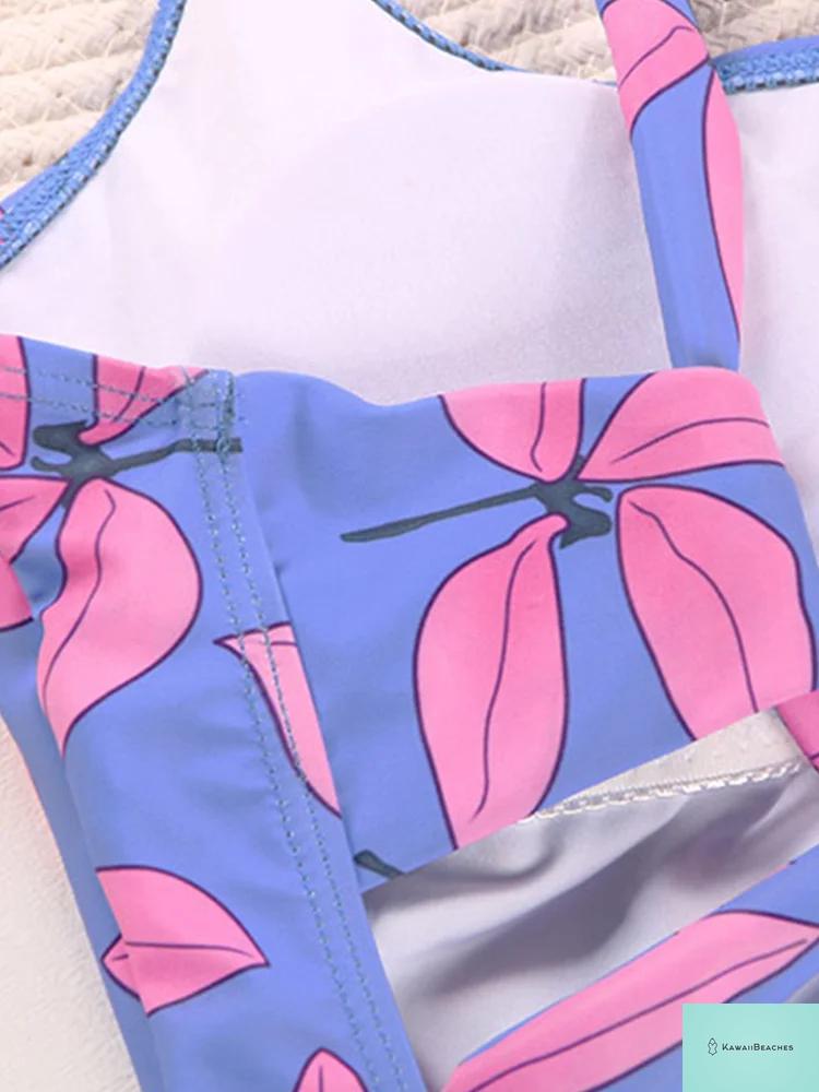 Kawaii Floral Ruffle One-Piece Swimsuit