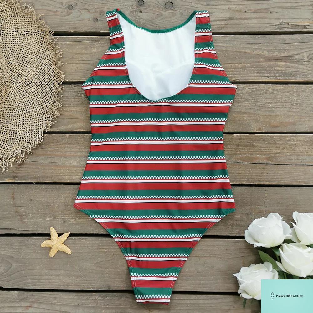 Striped Tropical Monokini Swimsuit for Women