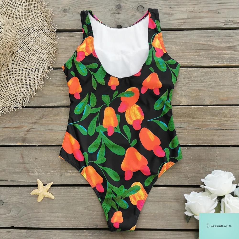 Striped Tropical Monokini Swimsuit for Women